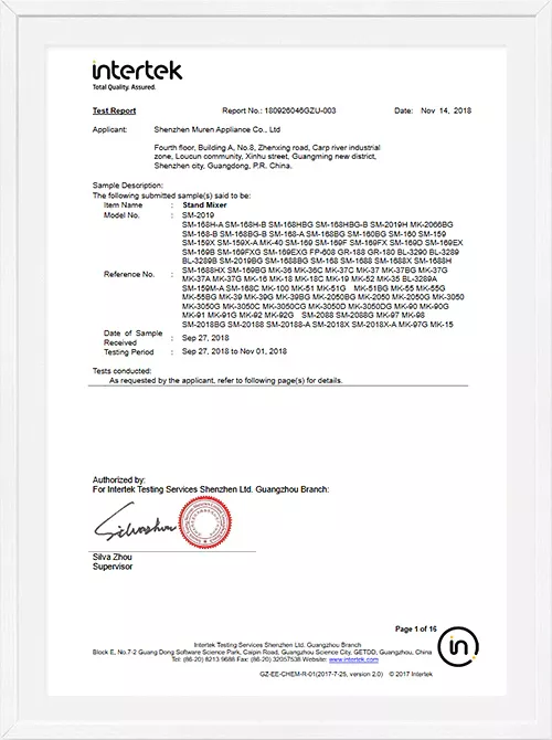 Italian food directive test report