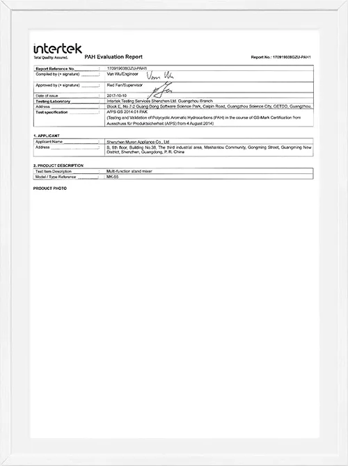 PAH test report