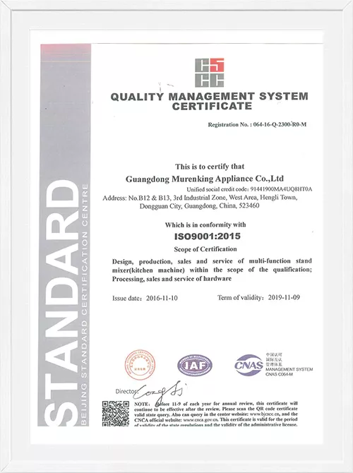 ISO9001 2015 Quality Management System Cerificate